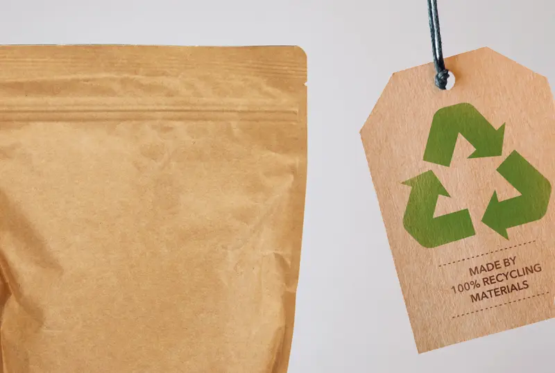 Papiersackerl und Recycling Zeichen